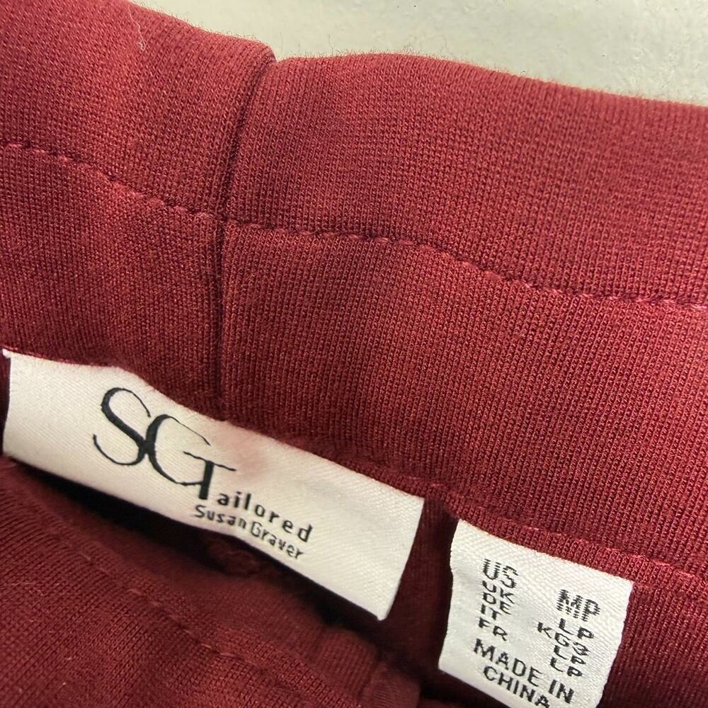 Susan Graver Tailored Trousers Red Wine Medium Petite Button Front Office Career - Picture 3 of 8